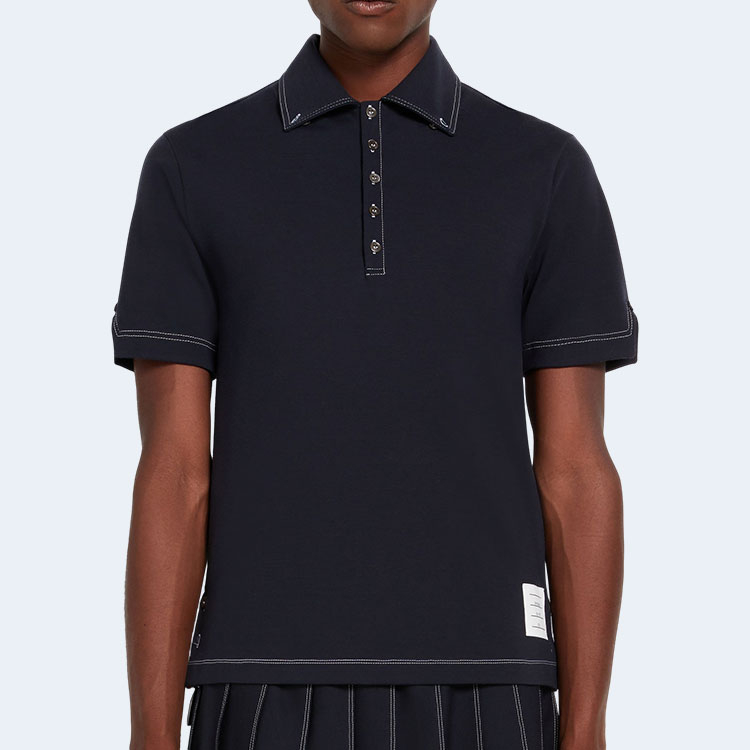 톰브라운 울 테크 밀라노 콘트라스트 스티치 폴로 셔츠