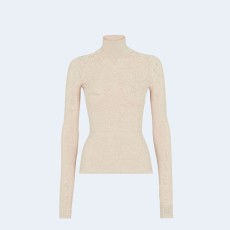 펜디 베이지 자수 비스코스 스웨터