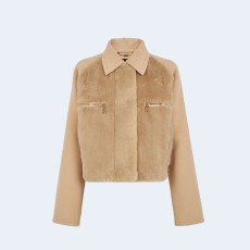 펜디 베이지 울 밍크 자켓