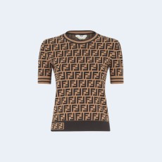 펜디 FF 모티프 패브릭 숏 슬리브 스웨터