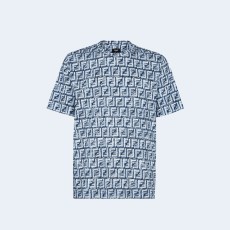 펜디 블루 FF 코튼 티셔츠