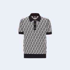 펜디 블랙 FF 울 폴로 셔츠