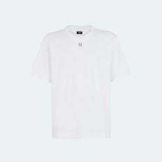 펜디 화이트 코튼 티셔츠