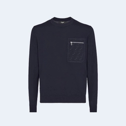펜디 네이비 블루 울 점퍼 스웨터