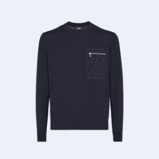 펜디 네이비 블루 울 점퍼 스웨터