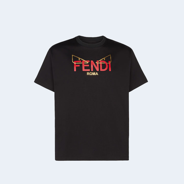 펜디 블랙 코튼 티셔츠
