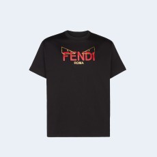 펜디 블랙 코튼 티셔츠