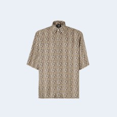 펜디 베이지 FF 실크 셔츠