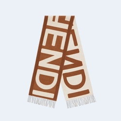 펜디 브라운 베이지 울 스카프