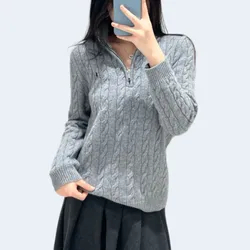 폴로 랄프로렌 케이블 쿼터 니트집업 그레이