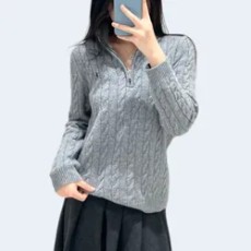 폴로 랄프로렌 케이블 쿼터 니트집업 그레이