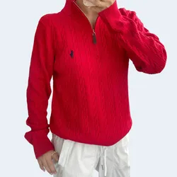 폴로 랄프로렌 케이블 쿼터 니트집업 레드