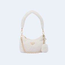 프라다 리에디션 시어링 미니 숄더백 화이트
