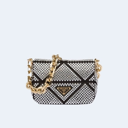 프라다 크리스탈 미니 숄더백 블랙