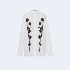 프라다 엠브로이더리 포플린 셔츠