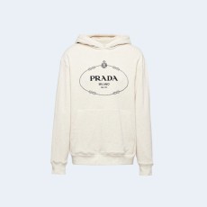 프라다 자수로고 코튼 후드 화이트