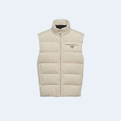 프라다 코듀로이 다운 패딩 베스트 아이보리