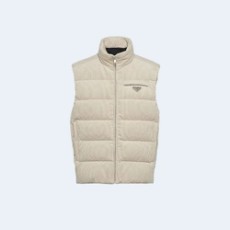 프라다 코듀로이 다운 패딩 베스트 아이보리