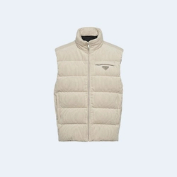 프라다 크롭 코듀로이 다운 패딩 베스트