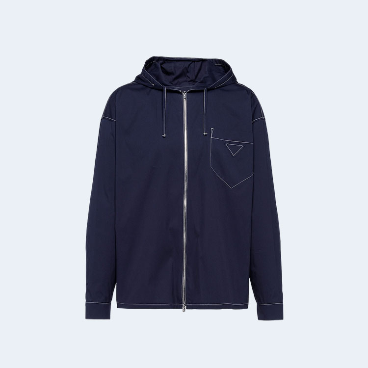 프라다 스트레치 코튼 후드 셔츠