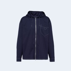 프라다 스트레치 코튼 후드 셔츠