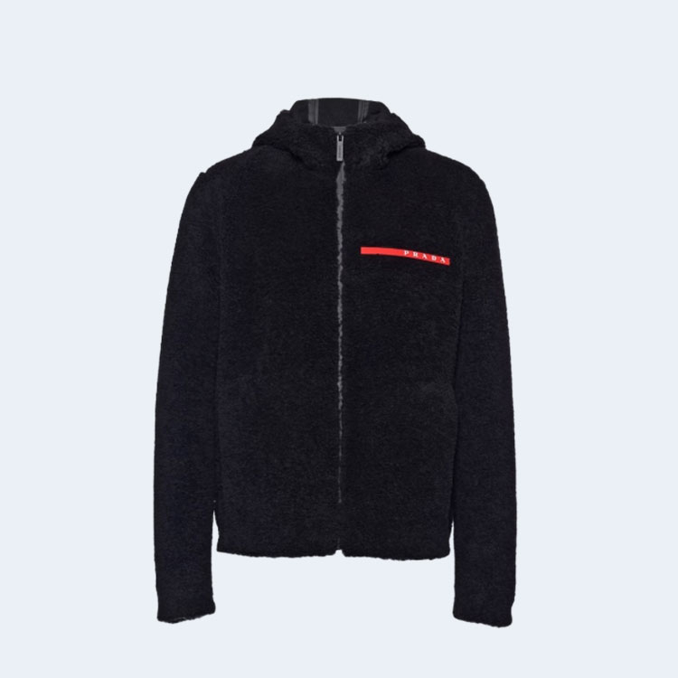 프라다 울 블렌드 플리스 가디건 후디