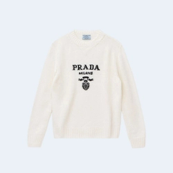프라다 캐시미어 울 로고 크루넥 스웨터