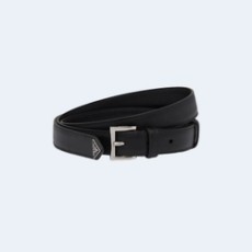 프라다 트라이앵글 로고 가죽 벨트 블랙 25mm