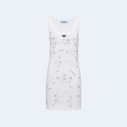 프라다 화이트 코튼 탱크 탑 드레스