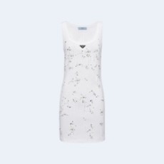 프라다 화이트 코튼 탱크 탑 드레스