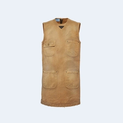 프라다 슬리브리스 캔버스 미니드레스 베이지