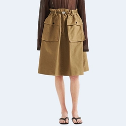 프라다 코튼 새틴 미디 스커트