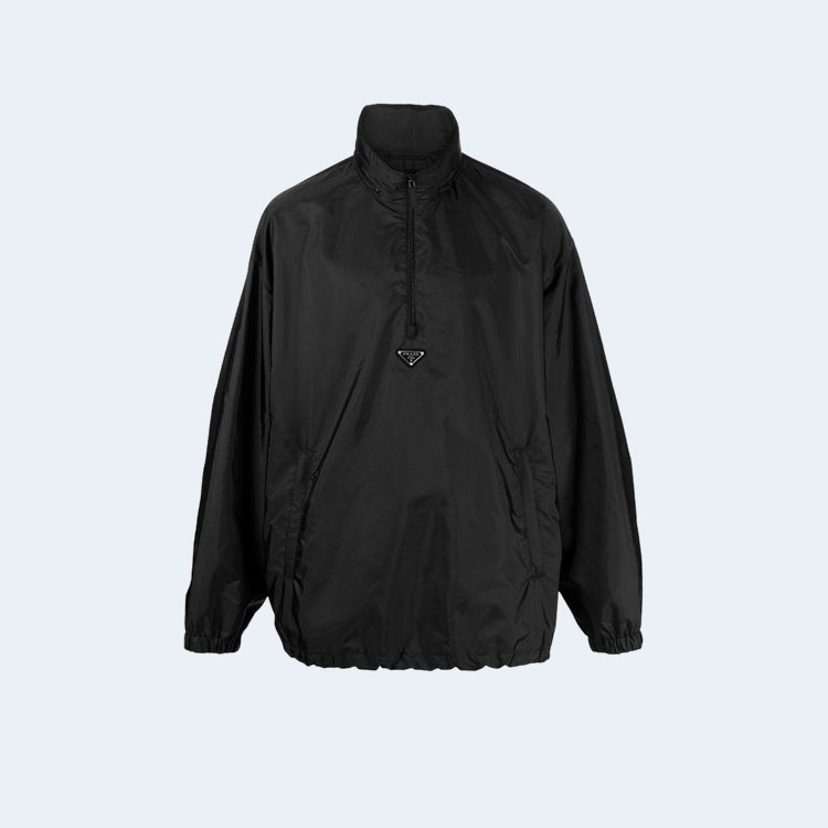 프라다 삼각로고 하프집업 나일론 아노락