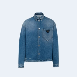 프라다 오가닉 데님 셔츠 데님 블루