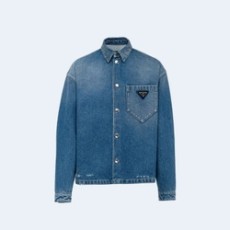 프라다 오가닉 데님 셔츠 데님 블루