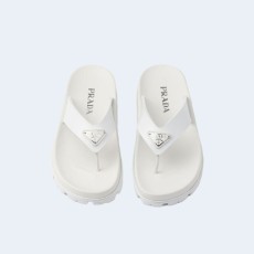 프라다 러버 끈 샌들 화이트
