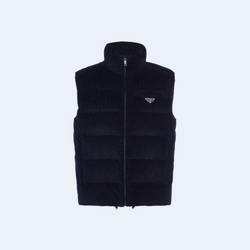 프라다 코듀로이 다운 패딩 베스트 블랙