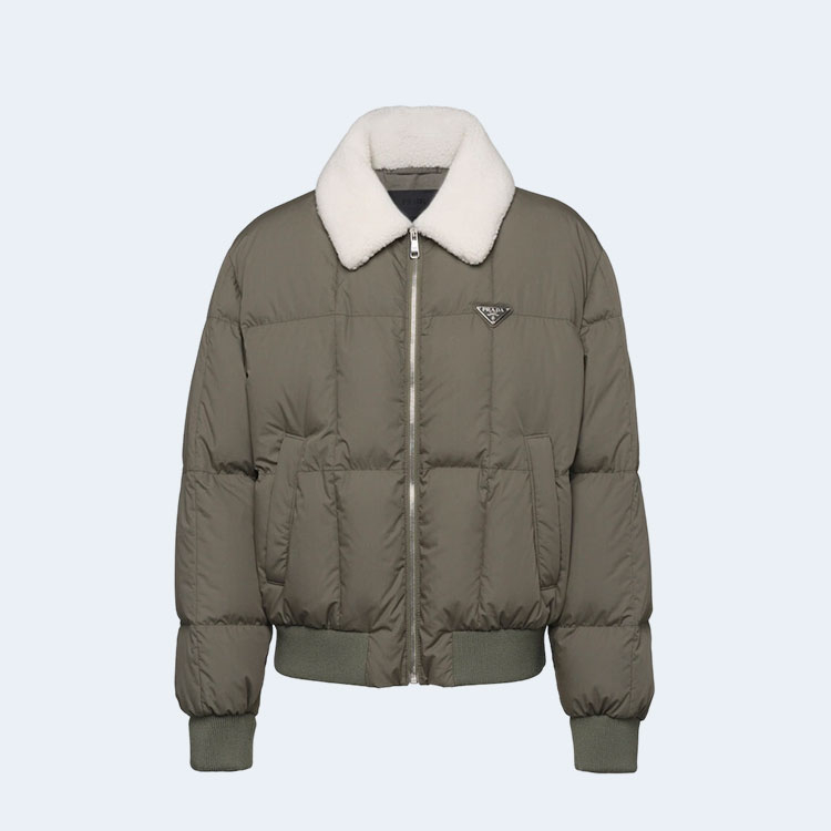 프라다 크롭 테크니컬 코튼 다운 자켓