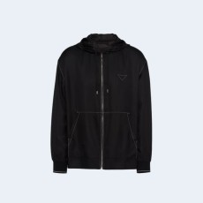 프라다 블랙 실크 집업 후디