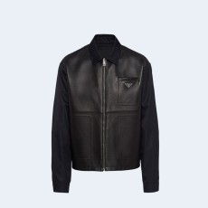 프라다 리나일론 가죽 자켓