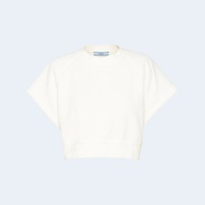 프라다 반소매 코튼 플리스 스웨트셔츠