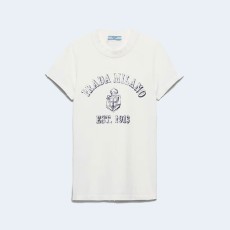 프라다 밀라노 프린티드 코튼 티셔츠