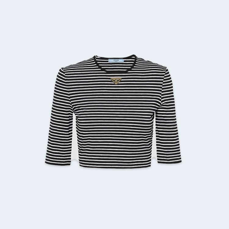 프라다 여성 스트라이프 티셔츠