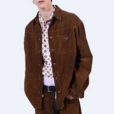 프라다 코듀로이 셔츠 브라운
