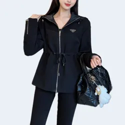 프라다 로고 후드 집업