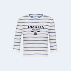 프라다 인타르시아 니트 로고 니트 탑