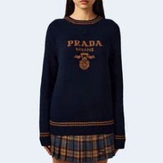 프라다 로고 울 캐시미어 스웨터