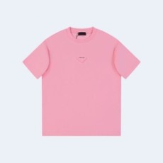 프라다 유니 삼각로고 티셔츠 핑크