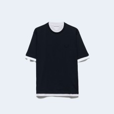 프라다 네이비 코튼 티셔츠