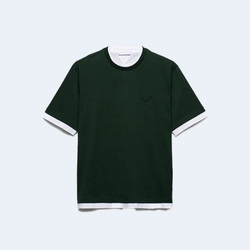 프라다 퍼 그린 코튼 티셔츠